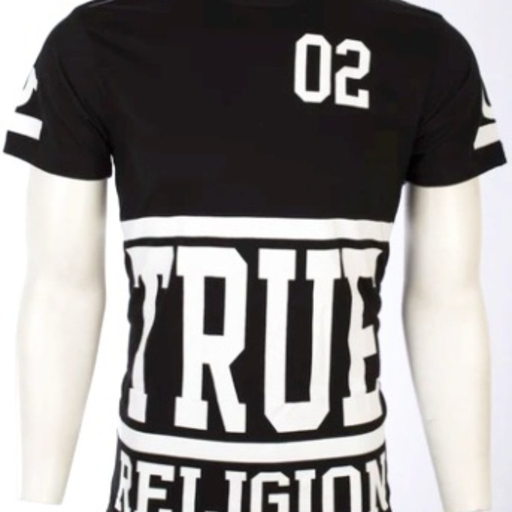 TRUE RELIGION Mens Short Sleeve STARTER Crewneck T-Shirt (Black)